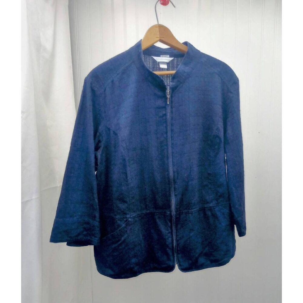 Christopher & Banks Navy zip up jacket. 100% cotton. Size XL